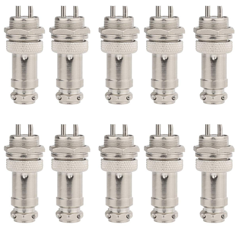 [AUSTRALIA] - Clyxgs Aviation Plug Connector 2-Pin Male Female Panel Metal Wire Connector Adapter 16mm Socket 10PCS 2 Pin 