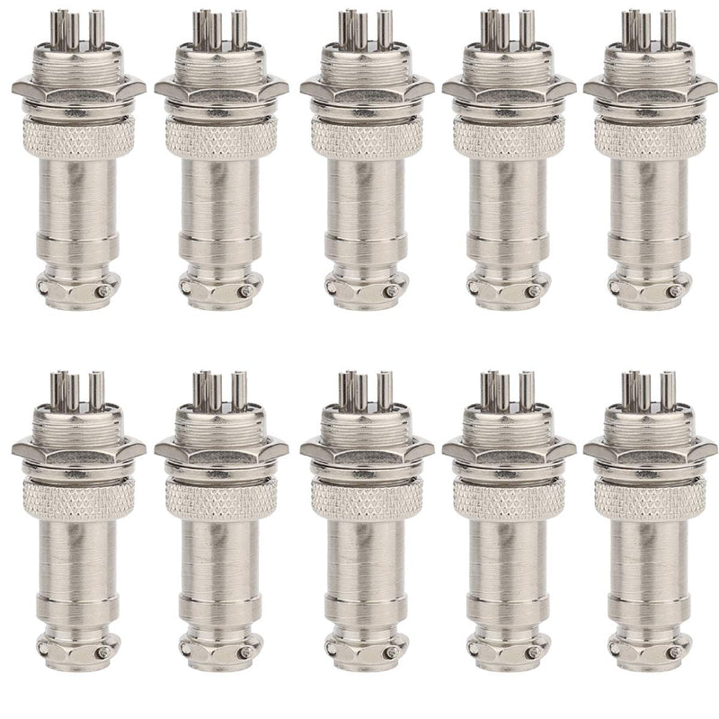 Clyxgs Aviation Plug 5-Pin 16mm Metal Male Female Panel Connector GX16-5(Pack of 10) 5 Pin
