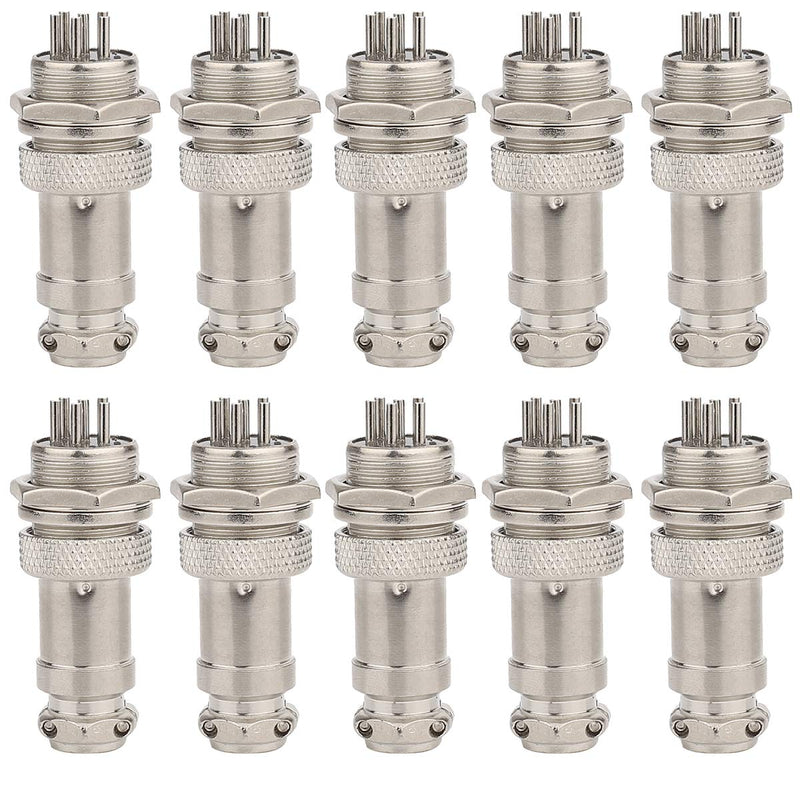 Clyxgs Aviation Plug 6-Pin 16mm Metal Male Female Panel Connector GX16-6(Pack of 10) 6 Pin