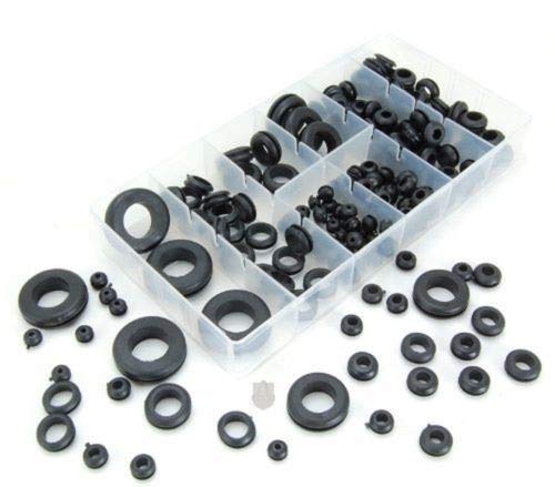180 Piece Rubber Grommet Assortment Kit Electrical Conductor Gasket Ring Set for Wire, Plug and Cable – Ideal for Automotive, Plumbing, and PC Hardware/Piano Repair