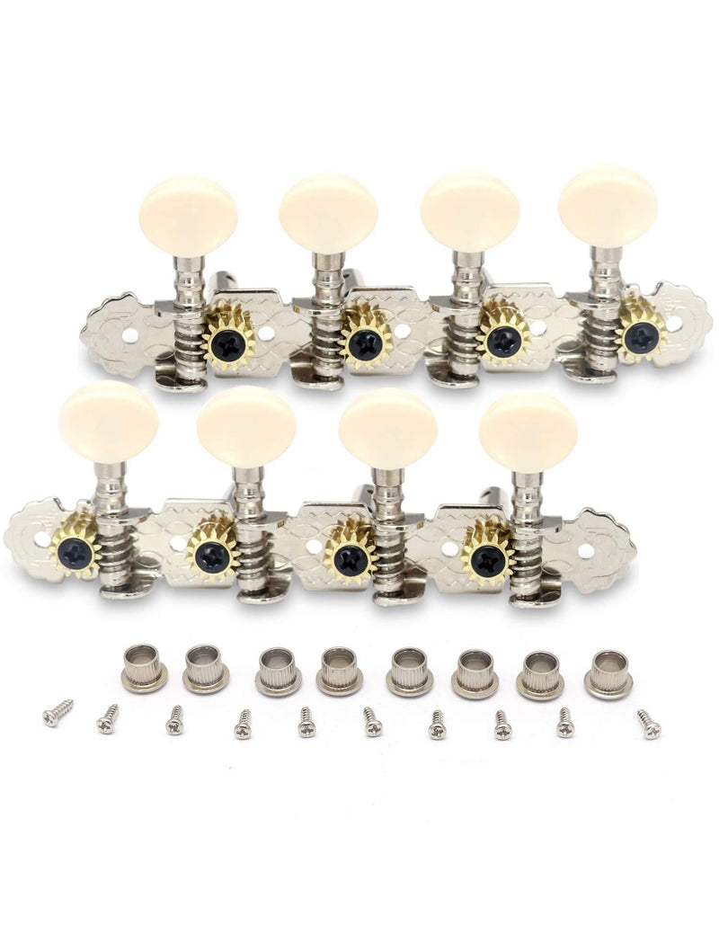 Metallor Guitar Machine Heads Tuning Pegs Keys for Mandolin Banjo and 8 String Guitars Instruments Double Hole Chrome Plating 4L 4R.