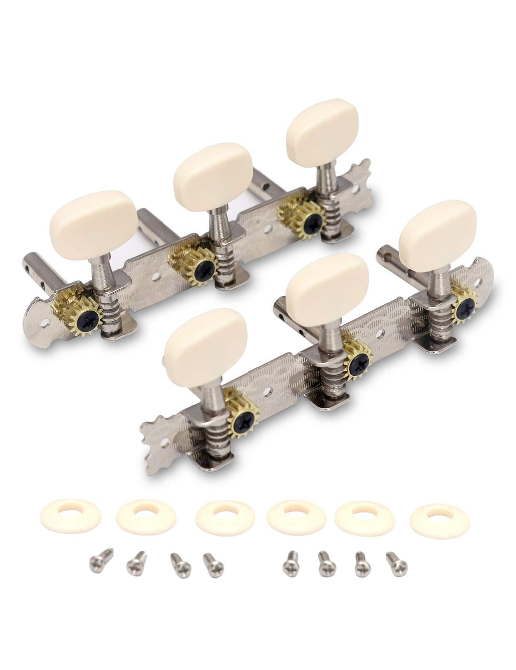 Metallor 3 on a Plank Guitar Tuning Pegs Gold Plated Machine Heads Tuning Keys Tuners Single Hole for Classical Guitar 3L 3R. (G326) G326