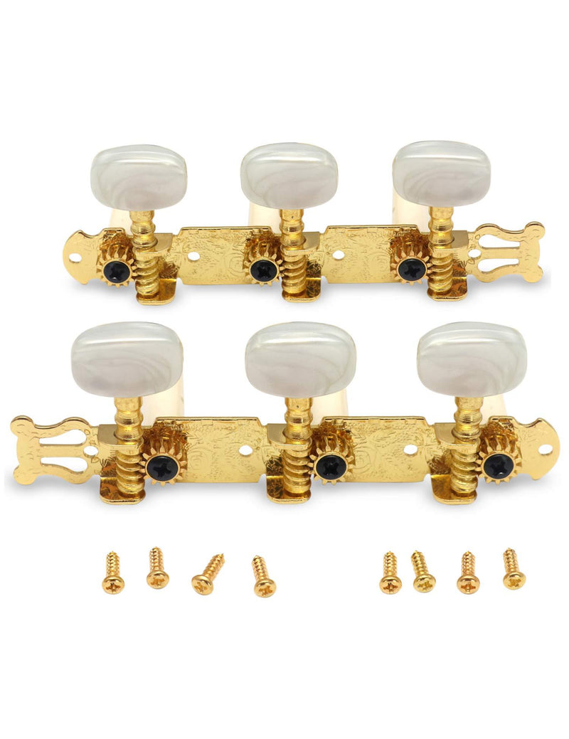 Metallor Guitar Tuning Pegs Gold Plated Machine Heads Tuning Keys Tuners Single Hole for Classical Guitar 3 on a Plank 3L 3R. G304