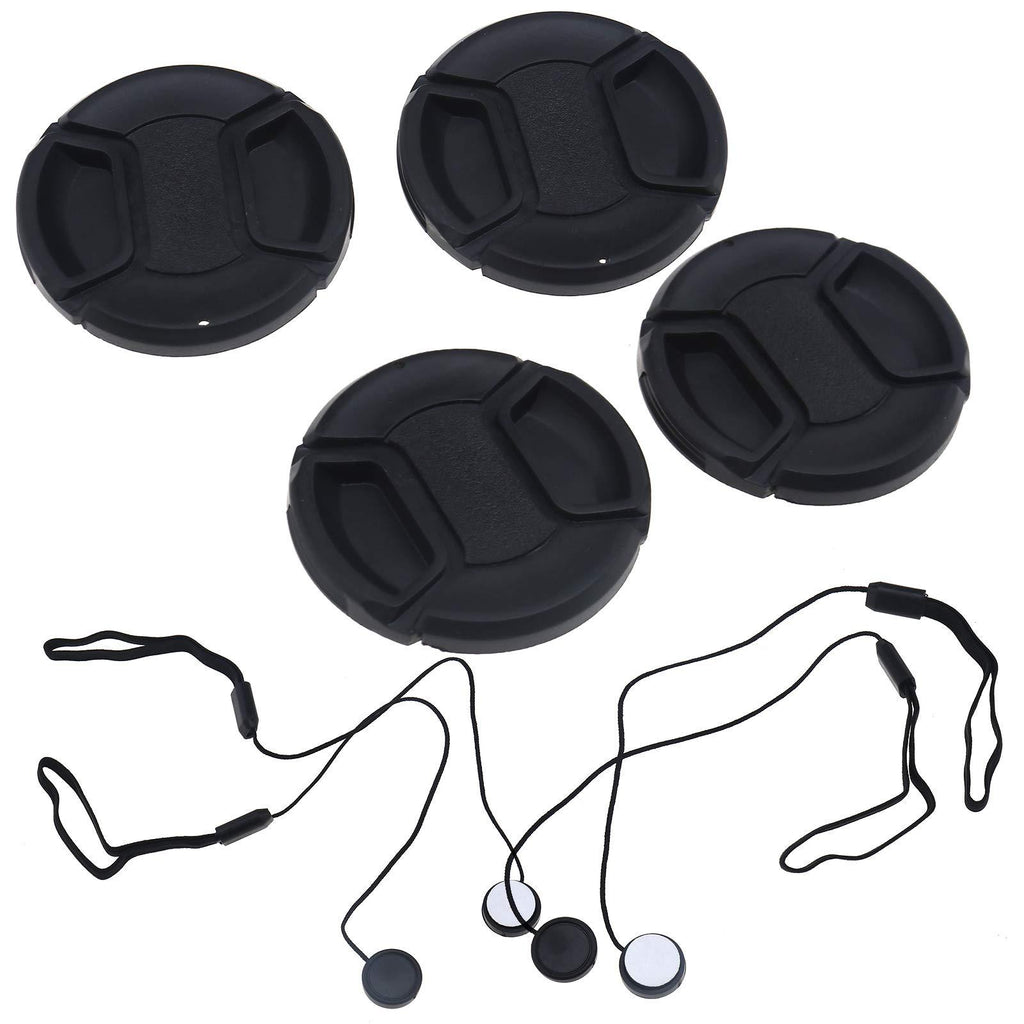 4pcs 2.3 inch Lens Cap Center Pinch Snap-on Front Cover String Compatible with Canon Nikon Sony Fuji