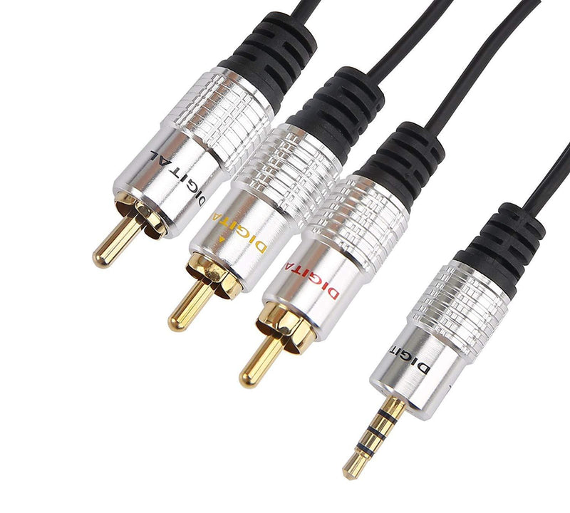 Yohii 3.5mm TRRS 3 Ring Male Plug to 3 x RCA Phono Jack Aux Audio Video AV OFC Cable 5ft/1.5m Yohii