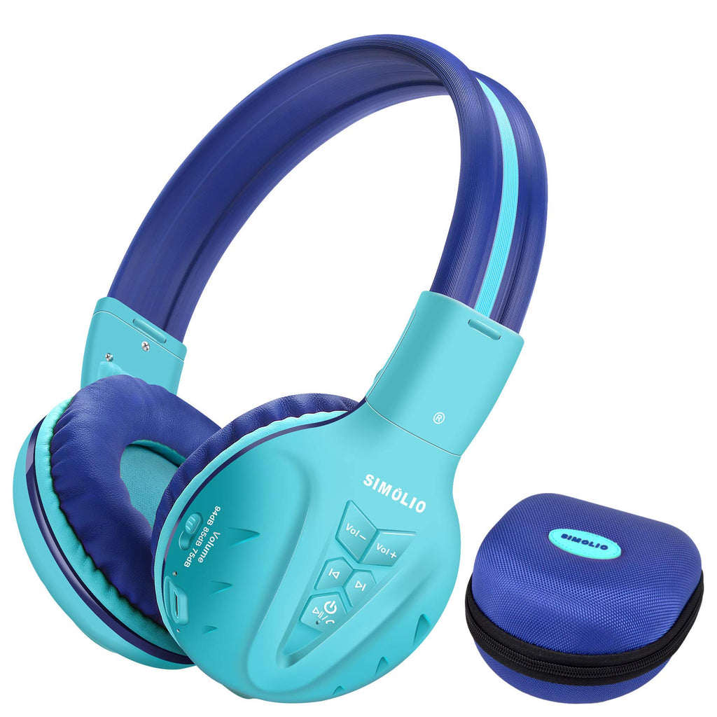 SIMOLIO Wireless kids Headphones with Volume Limited, Kids Headphones Bluetooth for Hearing Protection, Kids Headsets Wireless, Over-Ear kids Headphones Bluetooth and Wired for Girls,Boys,Teens (Mint) 2-Mint