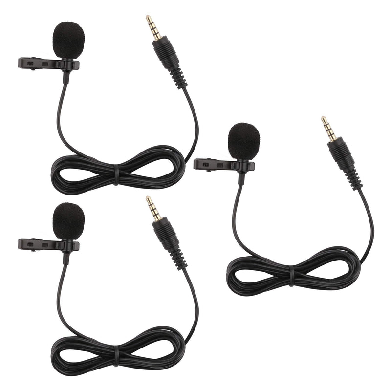 Dreokee Mini Microphone Pack of 3, 3.5mm Portable Clip on Small with 1.5m Wire for Phone Speaker Omnidirectional Mic