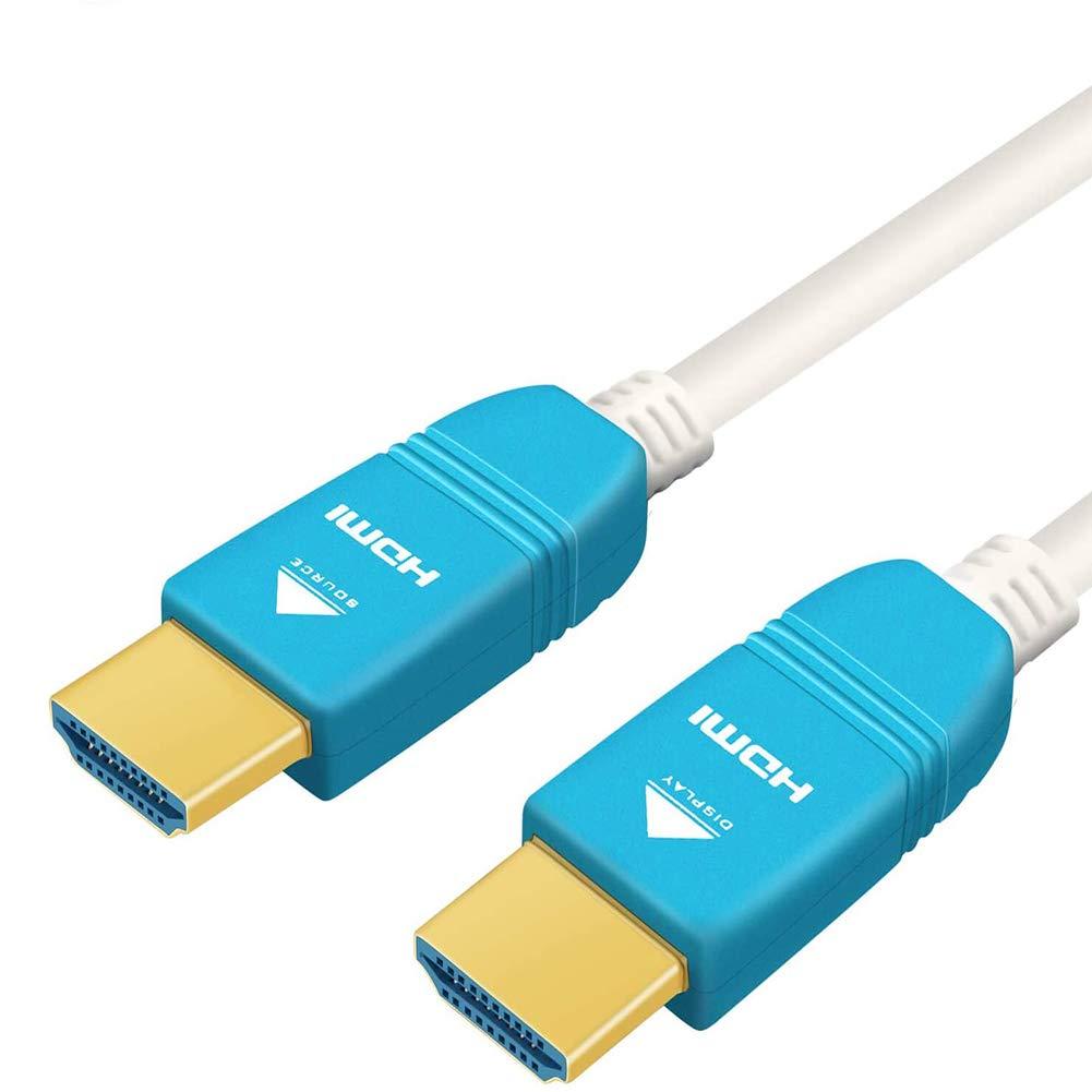 BlueAVS 30ft HDMI Fiber Optic Cable 4K 60Hz HDMI 2.0b High Speed 18Gbps HDR10 HDCP2.2 ARC White 30ft Fiber HDMI White