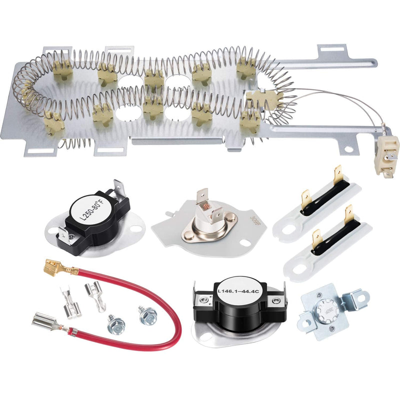 8544771 Dryer Heating Element, 279973 3392519 Thermal Fuse and 279816 Thermostat Dryer Replacement Kit Compatible with Maytag, Kenmore and More