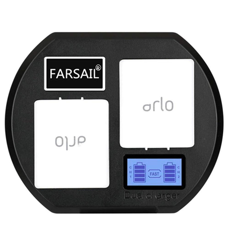 FARSAIL LCD Display Camera Battery Charger Stations Compatible with Arlo Rechargable Batteries - Arlo Pro & Pro 2/VMA4400, Arlo Go/VMA4410, Arlo Light/ALS1101