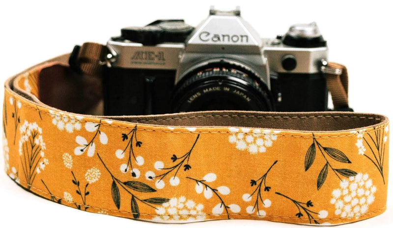 Spring Blossom Flowers Camera Shoulder Strap Belt For All DSLR Camera – Vibrant Design Universal DSLR Strap, Multi Color Neck Belt Best Gift for Men & Women Photographers Mustard Flowers