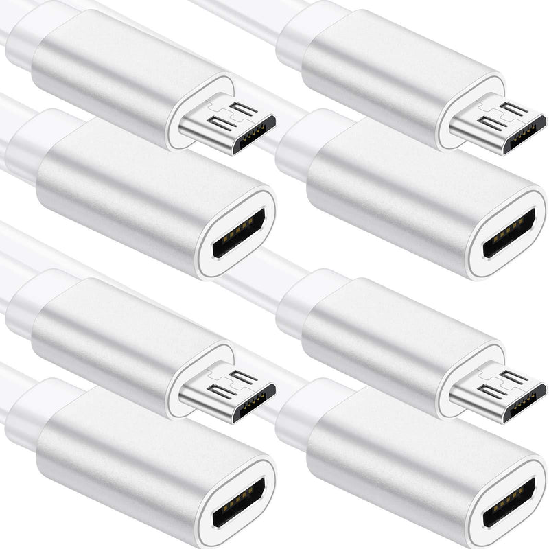 Sumind 4 Pack 10 ft/ 3 m Micro USB Extension Cable Male to Female Extender Cord Compatible with Zmodo Wireless Security Camera Flat Power Cable, Cable Clips Included (White) white