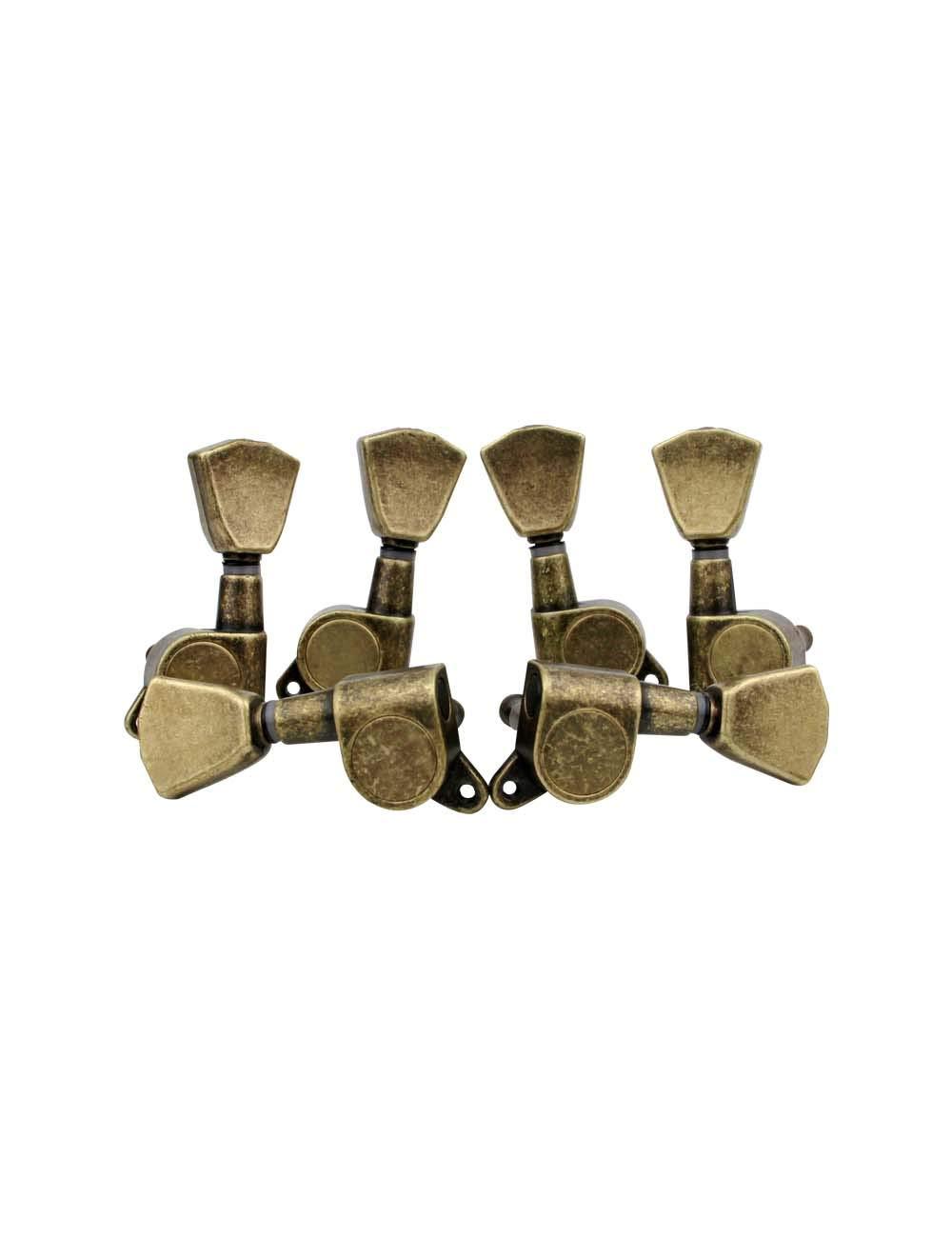 Guyker 6Pcs Guitar Machine Heads (3 for Left + 3 for Right Hand) - 1:15 String Tuning Key Peg Tuners Replacement for Electric or Acoustic Guitars (Antique Brass) Antique Brass