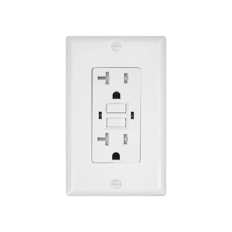 GFCI Duplex Outlet Receptacle, Tamper Resistant & Weather Resistant 20-Amp/125-Volt, Self-Test Function with LED Indicator, UL Listed, Electrical Outlet, GFCI Outlet - Wall Plate and Screws Included 1 20 Amp