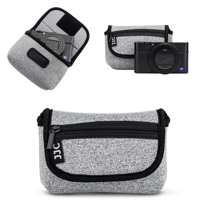 JJC Compact Camera Case Travel Pouch Sleeve for Sony ZV-1 ZV1 RX100 VII VI VA IV III II W800 W830 WX350 Canon G7X G5X G9X SX740 Olympus TG-6 TG-5 TG-4 Fujifilm XP130 XP140 XP90 Ricoh GR III II & More Grey