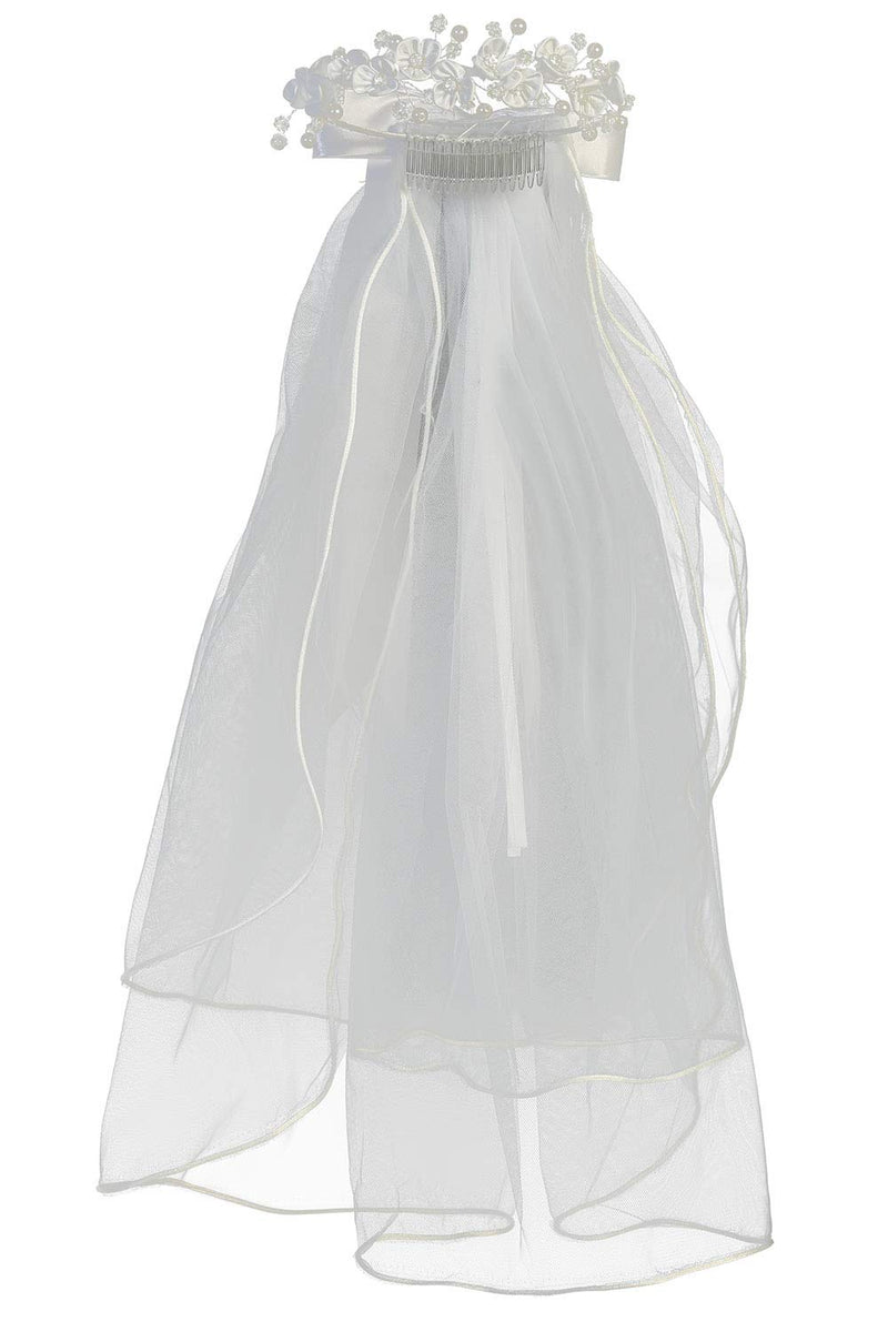 [AUSTRALIA] - Swea Pea & Lilli Girls First Communion Veil - White Holy 1st Communion Headpiece with Comb and Flowers 