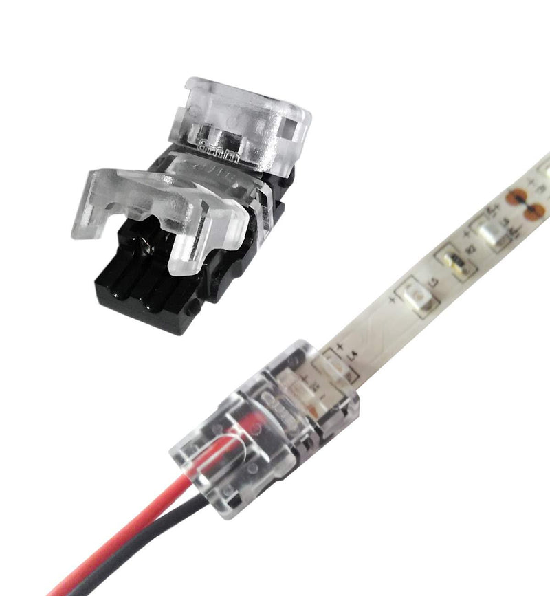 [AUSTRALIA] - 2835 3528 2 Pin 8mm LED Strip Connector - DIY Strip to Wire Quick Connection for 12v 24v Single Color Led Strip Lights (Pack of 10) For 3528 2pin 