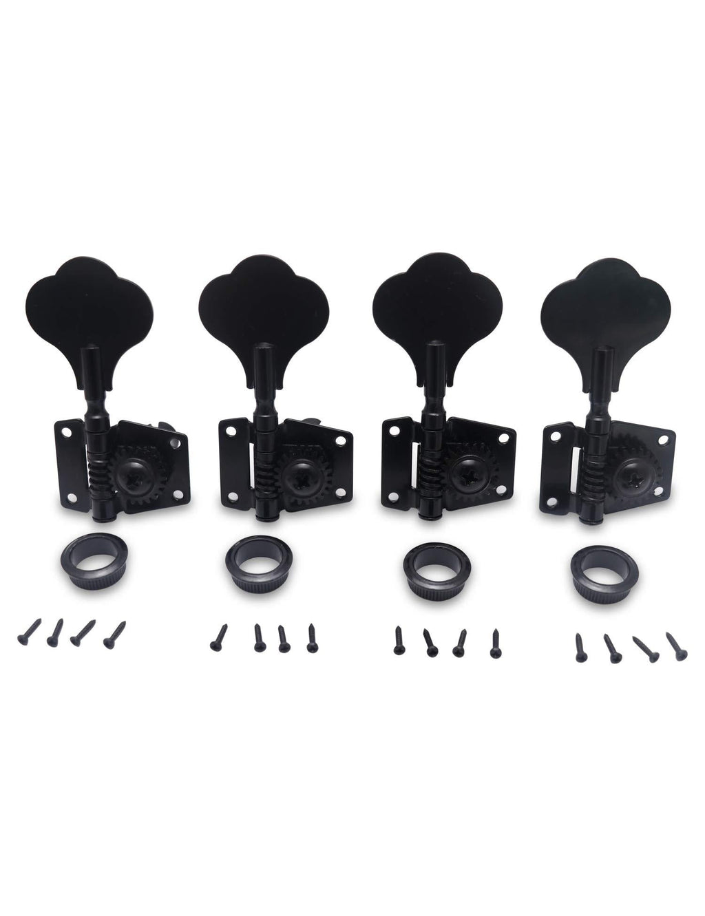 Metallor Vintage Open Gear Machine Heads Tuners Tuning Pegs 4 In Line Right Hand Guitar Parts replacement for P Bass J Bass Black 4PCS 4R-Black