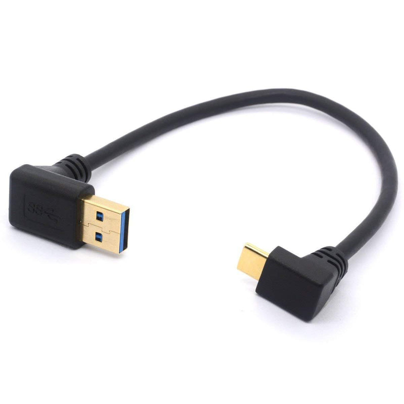 25CM USB Type C Extension Cord Gold Plated USB 3.0 Male to 90 Degree Up Down Angle Type C Cable Data USB C Data Sync & Charge Converter Adapter Cable (TypeC 90° Positive to USB 3.0 Up) TypeC 90° Positive to USB 3.0 Up