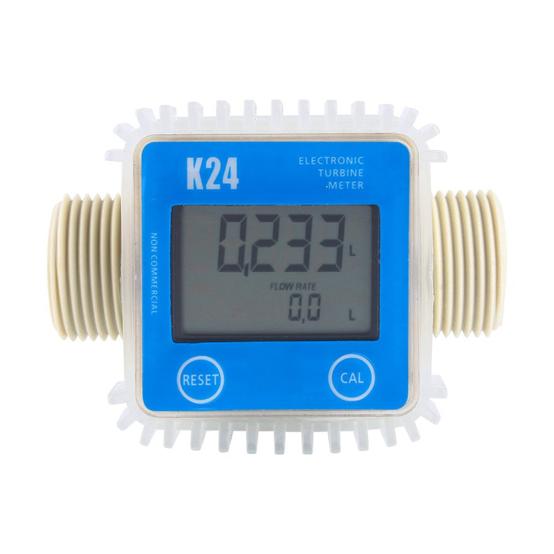 Turbine Meter, Professional K24 LCD Electrical Turbine Digital Diesel Fuel Oil Gas Flow Meter Widely Used for Industrial Chemicals Liquid Water,Length 103MM