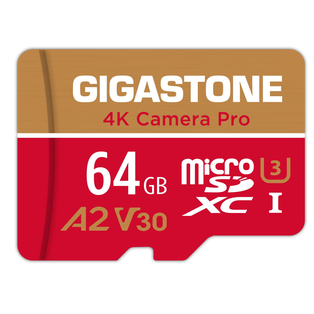 [5-Yrs Free Data Recovery] Gigastone 64GB Micro SD Card, 4K Camera Pro, UHD Video for GoPro, Action Camera, Wyze, DJI, Drone, Nintendo-Switch, R/W up to 95/35MB/s MicroSDXC Memory Card UHS-I U3 A2 V30 64GB 4K Camera 1 Pack