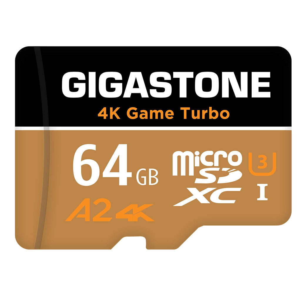 [5-Yrs Free Data Recovery] Gigastone 64GB Micro SD Card, 4K Game Turbo, MicroSDXC Memory Card for Nintendo-Switch, GoPro, Action Camera, DJI, Drone, UHD Video, R/W up to 95/35MB/s UHS-I U3 A2 V30 C10 64GB 4K Game Turbo WG