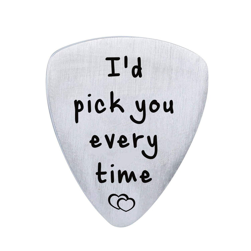 Anniversary Gifts for Him Men, I'd Pick You Every Time Musical Guitar Pick Jewelry Gift for Husband Boyfriend Fiance Dad