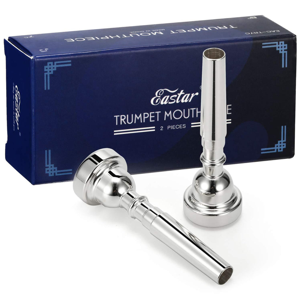 Eastar Bb 3c Trumpet Mouthpiece 3c, Silver Plated (2 Pack)