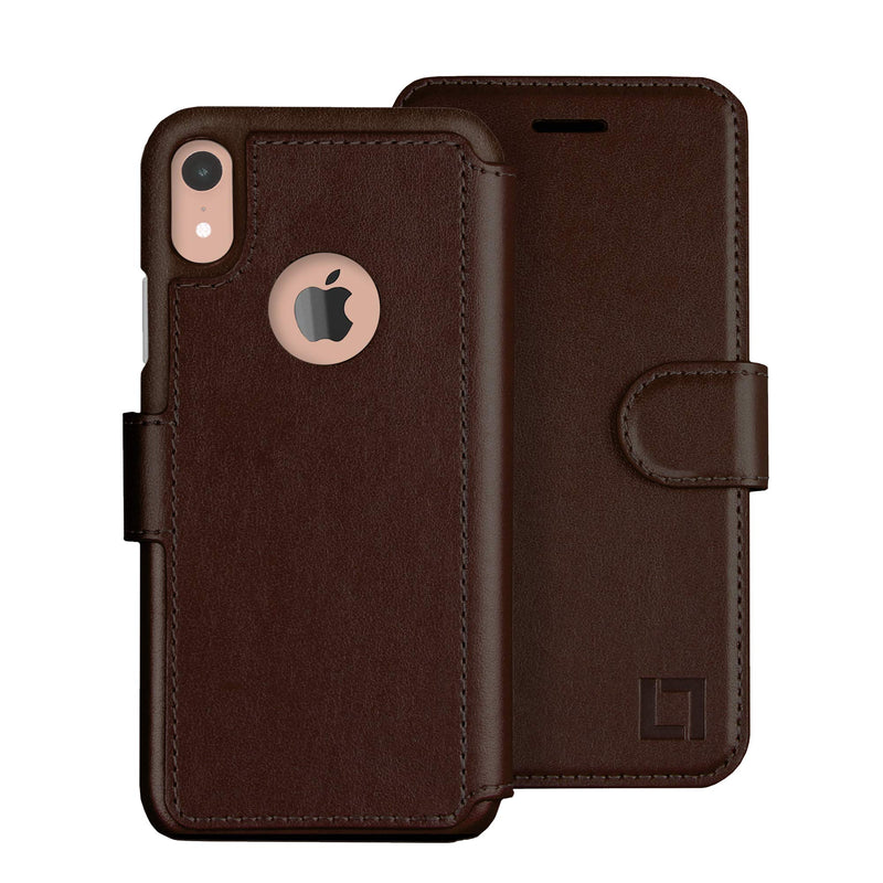 LUPA iPhone XR Wallet case, Durable and Slim, Lightweight with Classic Design & Ultra-Strong Magnetic Closure, Faux Leather, Chocolate Brown, for Apple XR iPhone XR (6.1 inch diagonal screen size)