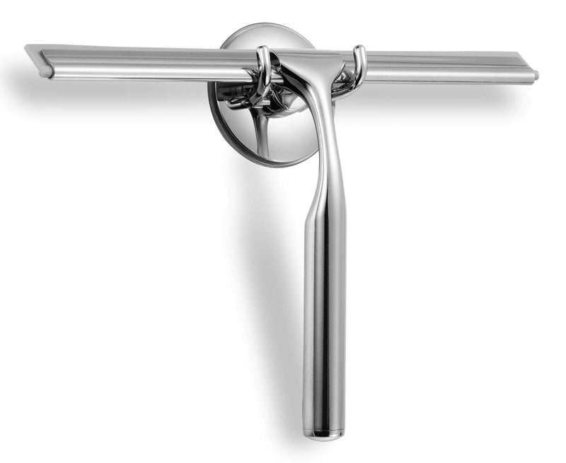 [AUSTRALIA] - Ettori Shower Squeegee Clear Glass Wall Cleaner Stainless Steel with Suction Storage Hook -10'', Chrome 