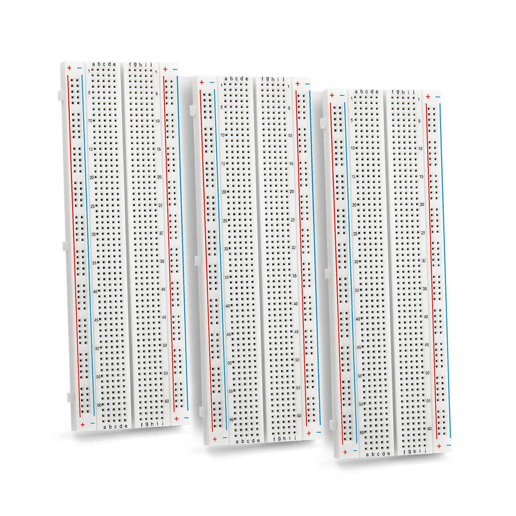 Chanzon 3 pcs Breadboard with 830 Tie Points (MB-102) Solderless Prototype Kit Universal PCB Bread Board Plus 2 Power Rail and Adhesive Back for Small DIY Kits Arduino Proto Raspberry rasp Pi Project 1) 830pin 3pcs