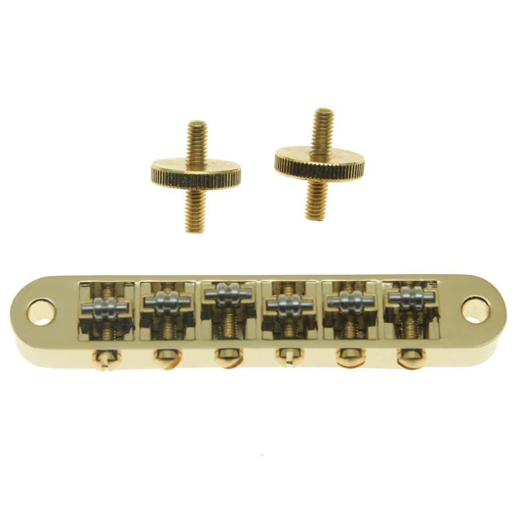 KAISH Gold Guitar Roller Saddle Bridge Tune-O-Matic Bridge For Gibson Les Paul,SG,ES Dot,Gretsch Bigsby Guitar with M4 Threaded Posts