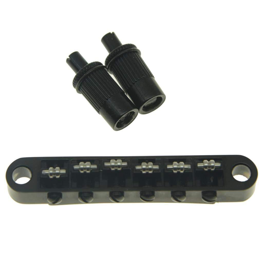 KAISH Black Guitar Roller Saddle Bridge Tune-O-Matic Bridge For Epiphone Les Paul,SG,Dot,Bigsby Guitar with M8 Threaded Posts