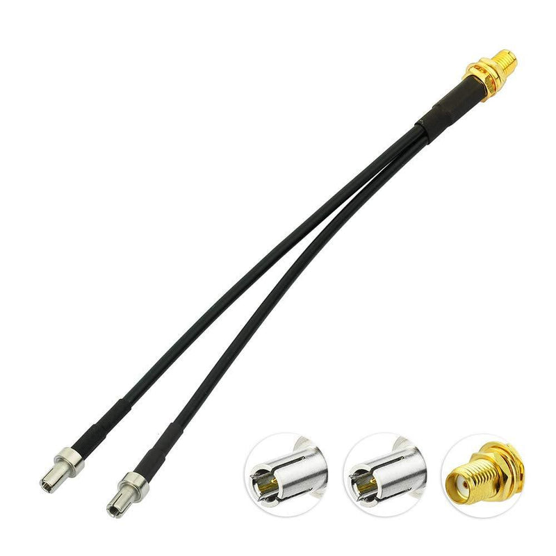 Eightwood SMA Female Bulkhead to Dual TS9 Splitter Adapter Pigtail Cable 6 inch for 4G LTE Router USB Modem MiFi Hotspots sma female to dual ts9
