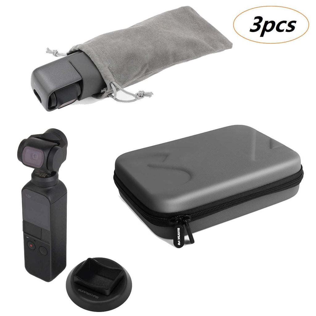 Accessories Kit for DJI OSMO Pocket - Carrying Case Waterproof + Stabilizer Base Mount Stand + Storage Bag Cloth Pouch