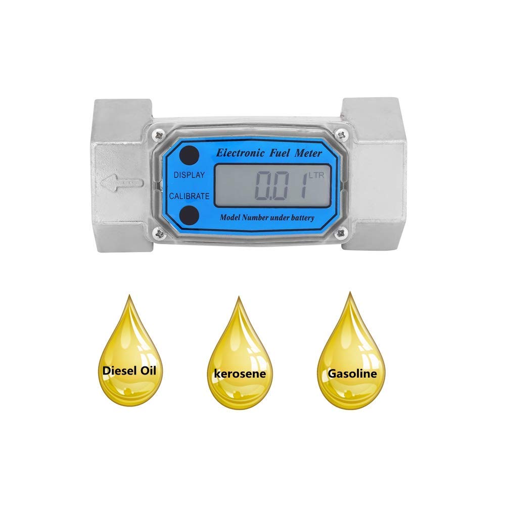 1.5″ Digital Turbine Flow Meter,Mini Gas Oil Fuel Flowmeter,Pump Flow Meter Diesel Fuel Diesel Kerosene Line Pipe Counter for Chemicals Water etc