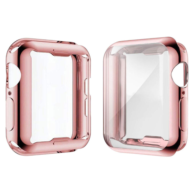 [2-Pack] Julk Case for Apple Watch Series 6 / SE/Series 5 / Series 4 Screen Protector 40mm, Overall Protective Case TPU HD Ultra-Thin Cover (1 Rose Pink+1 Transparent) 1 Rose Pink + 1 Transparent