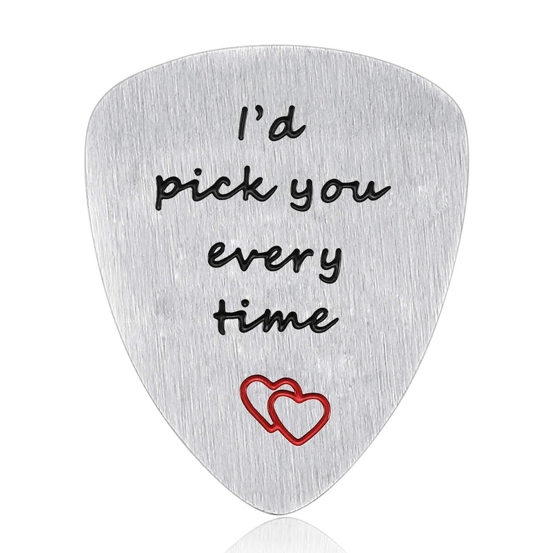 Husband Boyfriend Gifts Guitar Picks Gifts for Musician Husband Boyfriend Dad, Valentine's Day Gift for Him, Wedding Anniversary Gift for Men (I'd Pick You Every Time) I'd Pick You Every Time