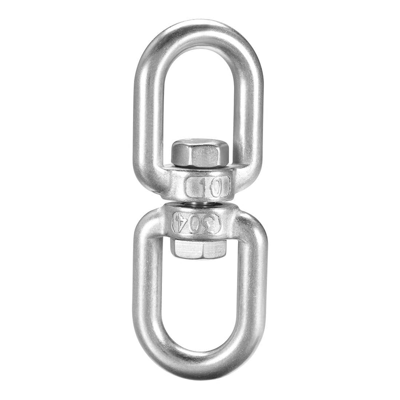 uxcell M10 Swivel Eye Double Ended Round Rotating Hoist Ring, 25/64 in Stainless Shackle Connector Bolts Eye to Eye 1 Pcs