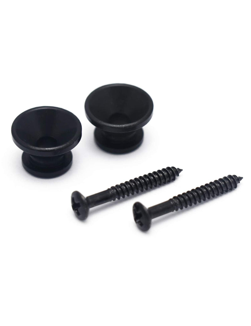 Metallor Guitar Strap Buttons Metal Guitar Strap Locks End Pins with Mounting Screws for Folk Acoustic Electric Guitar or Bass Ukulele Set of 2Pcs Bell Style. (Black) Black