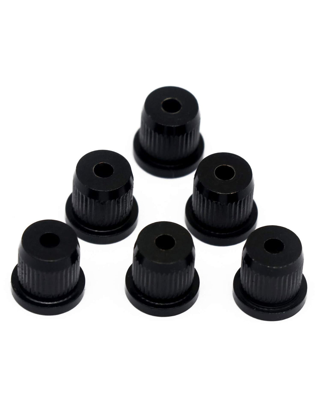 Metallor Guitar String Mounting Ferrules Through Body Mounts String Caps for Tele Telecaster Style Electric Guitar Parts Replacement Set of 6Pcs. (Black) Black