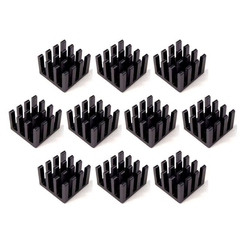 Easycargo 10pcs 14mm Heatsink Kit + pre Applied 3M 8810 Thermal Conductive Adhesive Tape, Cooler Heat Sink Set for Cooling GPU IC Chips VRAM VGA RAM (10pcs 14x14x10mm Black)