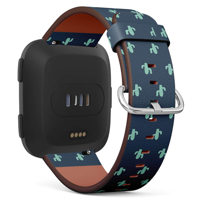 Compatible with Fitbit Versa/Versa 2 / Versa LITE/Leather Watch Wrist Band Strap Bracelet with Quick-Release Pins (Cute Cactus Mexican)