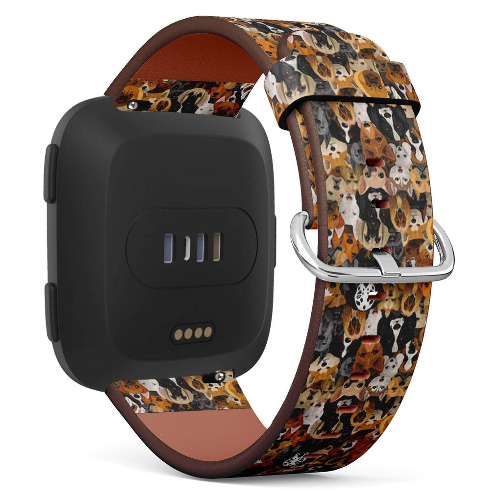 Compatible with Fitbit Versa/Versa 2 / Versa LITE/Leather Watch Wrist Band Strap Bracelet with Quick-Release Pins (Dogs Different Breeds)