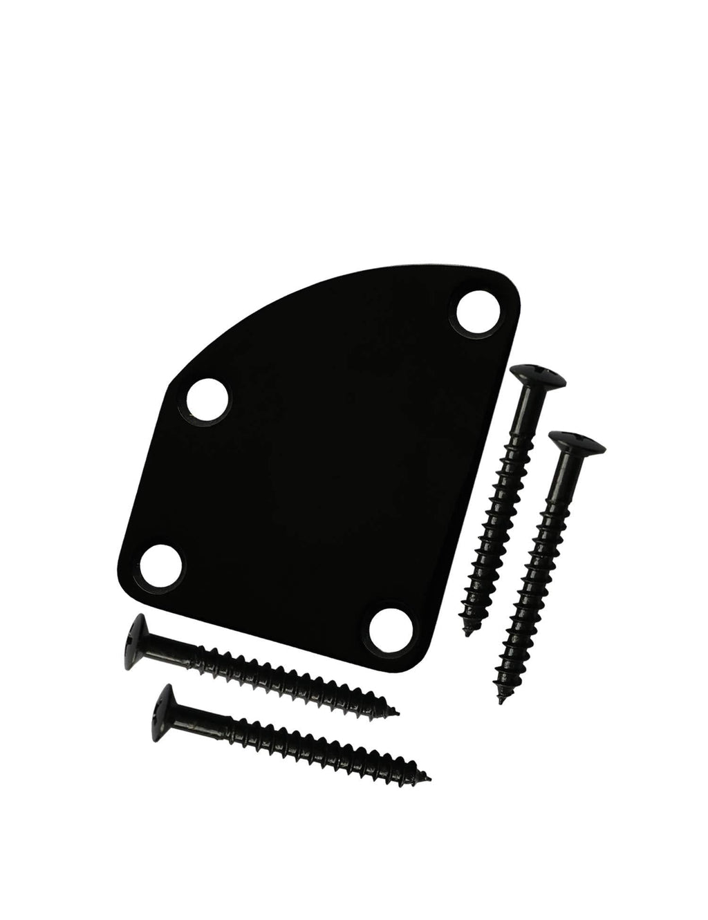 Metallor Electric Guitar Neck Plate Curved Cutaway Semi Round Neck Joint Back Mounting Plate 4 Holes with Screws Compatible with Stratocaster Telecaster Style Guitar Bass Parts Replacement Black