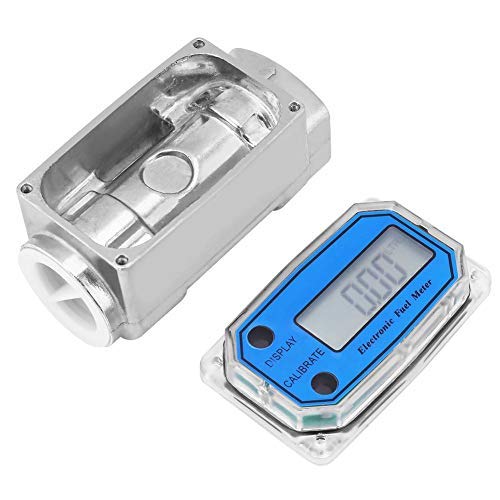 1″ Digital Turbine Flow Meter, Gas Oil Fuel Flowmeter, Pump Flow Meter Diesel Fuel Diesel Kerosene Line Pipe Counter for Chemicals Water etc(Blue)
