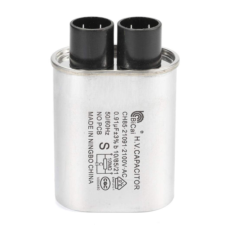 BlueNatHxRPR 0.91 uF MFD Microwave Capacitor Replacement with 4.8x0.5mm/0.19x0.02in Terminal 2100V AC High Voltage Capacitor
