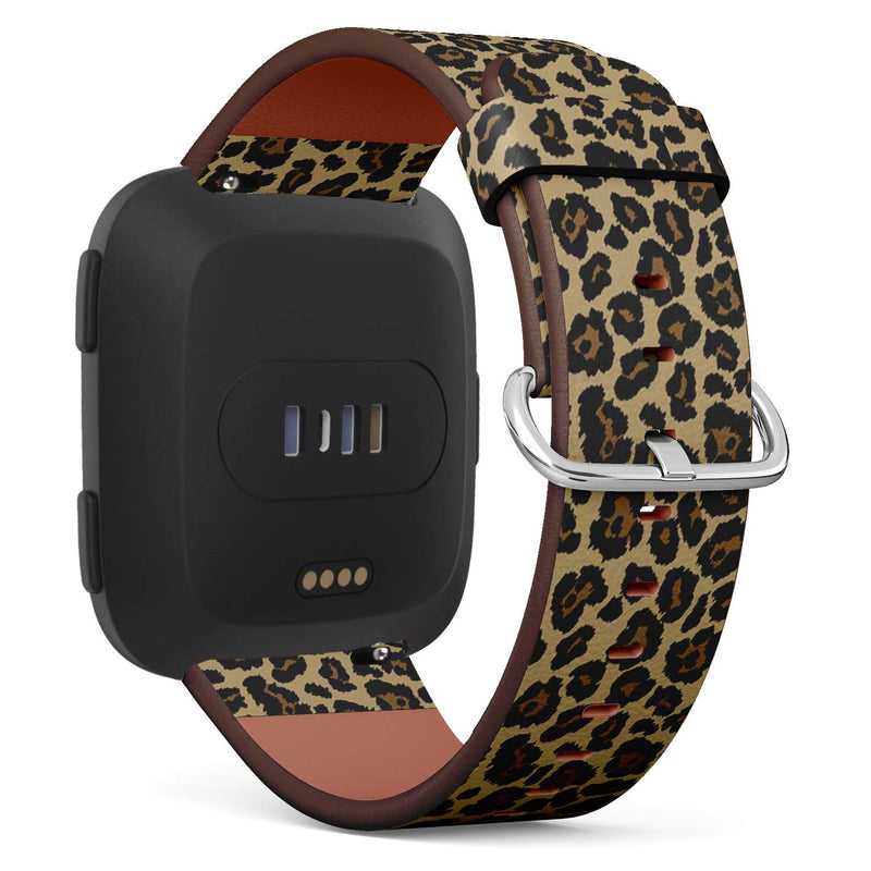 Compatible with Fitbit Versa/Versa 2 / Versa LITE/Leather Watch Wrist Band Strap Bracelet with Quick-Release Pins (Leopard Design)