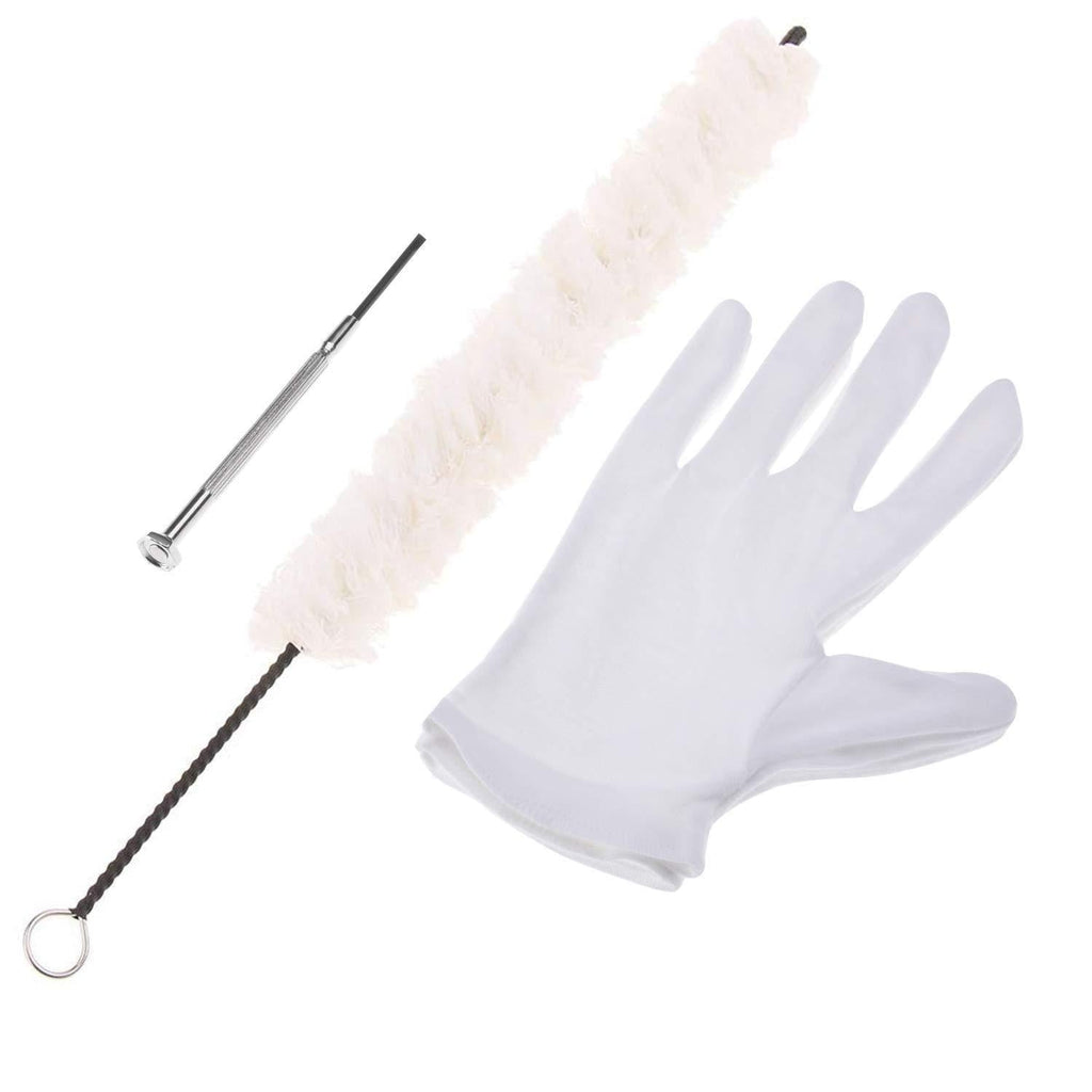 Canomo Flute Cleaning Kit Includes 1 Pack Flute Cotton Cleaning Brush Swab, 1 Pair Cotton Gloves and 1 Pieces Screwdriver for Flute Repair and Cleaning