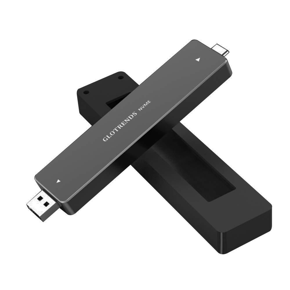 GLOTRENDS 2 in 1 M.2 NVME to USB C and USB A Adapter Enclosure for NVME M.2 SSD(Key M),Trim UASP S.M.A.R.T Support (NVME-A&C)
